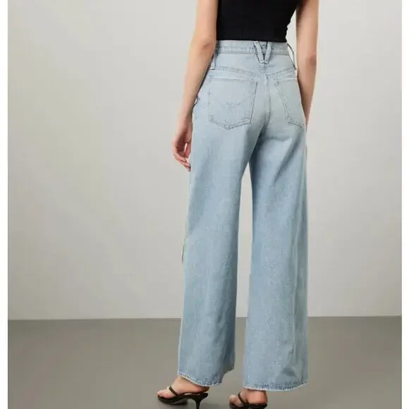 Hudson James MSI Wide Leg Jeans Denim SIZE 27 Light Wash Zipper High Rise $265 - Picture 4 of 12